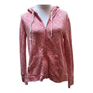 FEED USA Target Pink Coral Heathered Knit Full‎ Zip Hoodie Sweatshirt - Large
